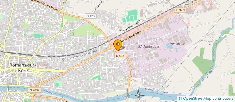 localisation de l'entreprise PROCYL COLORS à ROMANS-SUR-ISERE