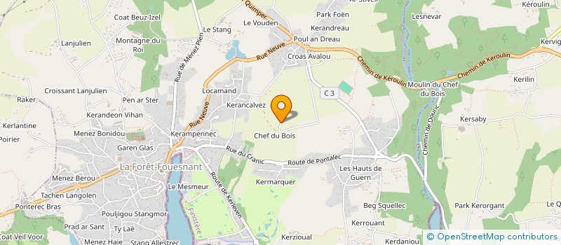 localisation de l'entreprise PROPRIETE FAMILIALE DE CHEF DE BOIS  LA FORET FOUESNANT