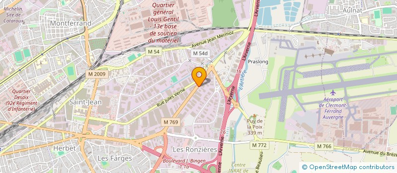 localisation de l'entreprise PROSERMA à CLERMONT-FERRAND