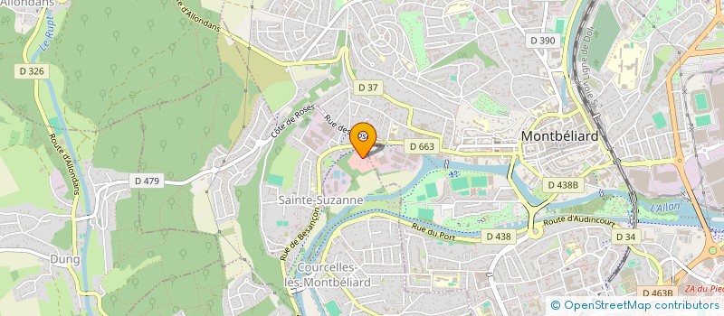 localisation de l'entreprise PROTHEOS INDUSTRIE à COURCELLES-LES-MONTBELIARD