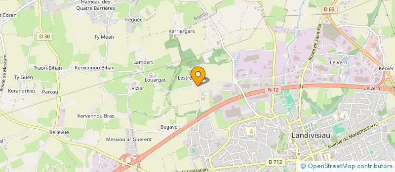 localisation de l'entreprise QUENTRIC  LANDIVISIAU