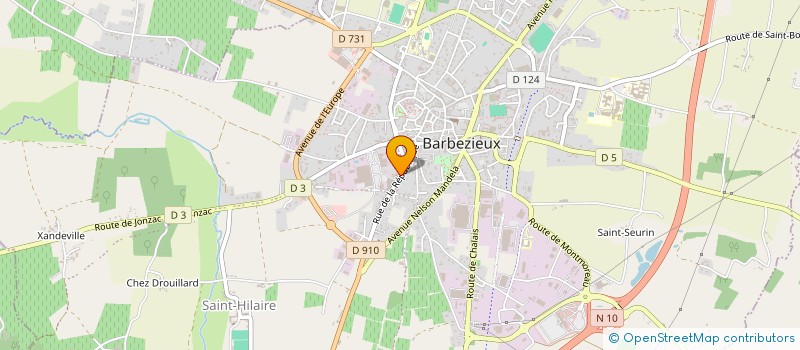localisation de l'entreprise QUINCAILLERIE NOUVELLE GUERIN B. à BARBEZIEUX-SAINT-HILAIRE