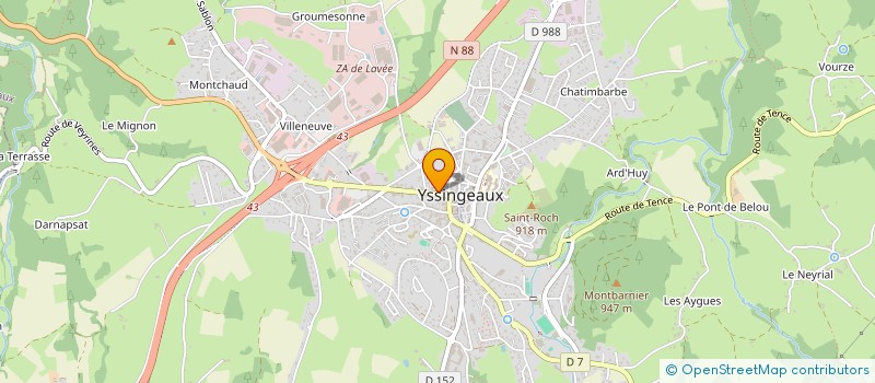 localisation de l'entreprise RADIO HAUTE LOIRE AZ PRODUCTION à YSSINGEAUX
