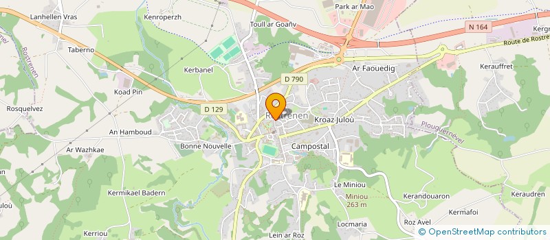 localisation de l'entreprise RAFU BRETAGNE - RESISTANCES AUX FERMES USINES  ROSTRENEN