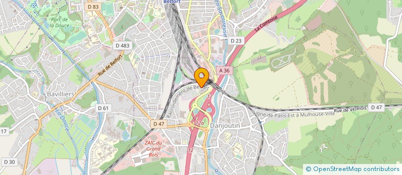 localisation de l'entreprise REGIE DES TRANSPORTS DU TERRITOIRE DE BELFORT  DANJOUTIN