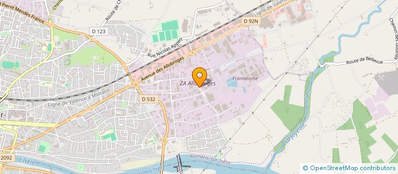 localisation de l'entreprise RHONALPCOM à ROMANS-SUR-ISERE