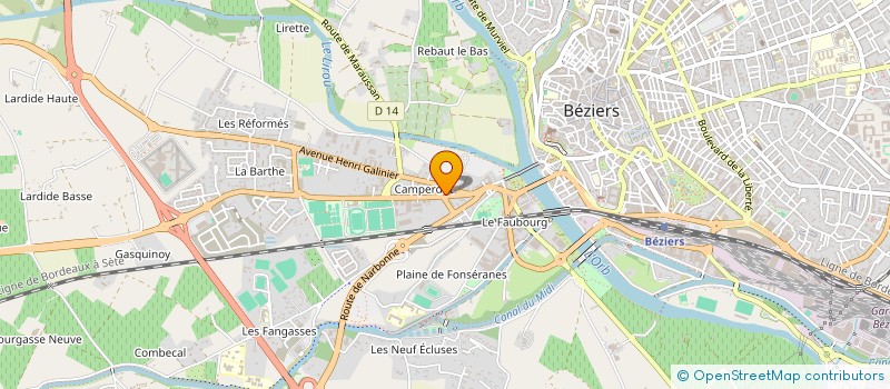 localisation de l'entreprise S.A.R.L. FAUBOURG LOISIRS  BEZIERS