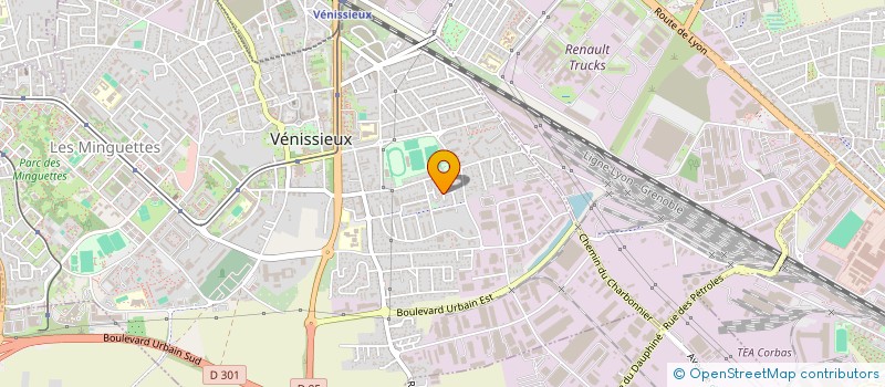 localisation de l'entreprise S.C.I SAM INVESTISSEMENTS IMMOBILIERS.  VENISSIEUX