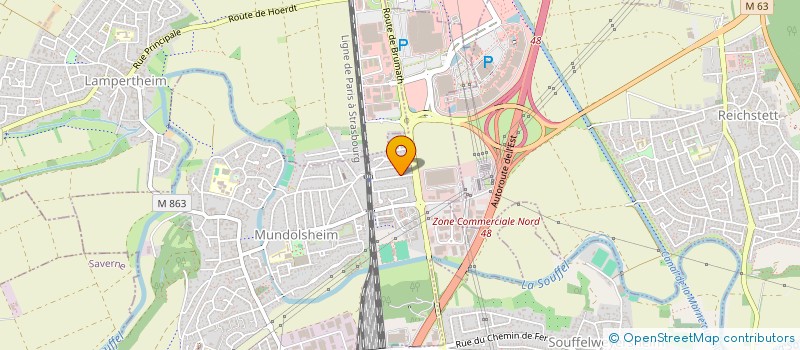 localisation de l'entreprise S.C.I. T.B.H.  MUNDOLSHEIM