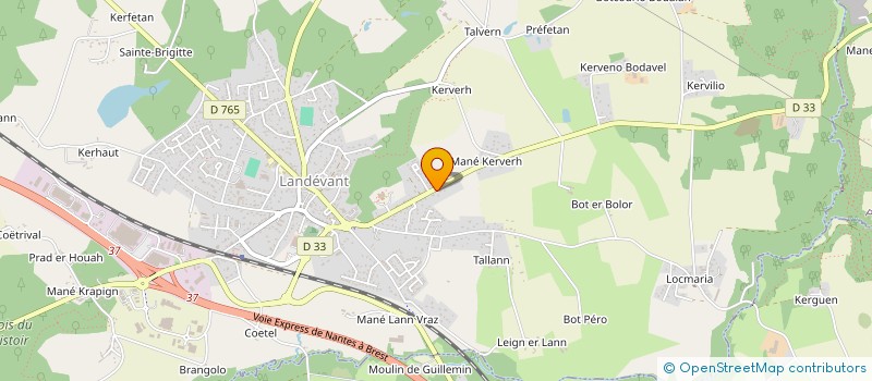 localisation de l'entreprise S.G.R.S.  LANDEVANT