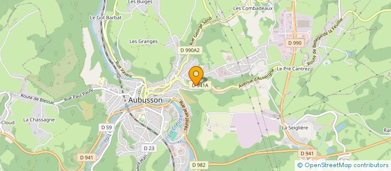 localisation de l'entreprise S.H VINS à AUBUSSON