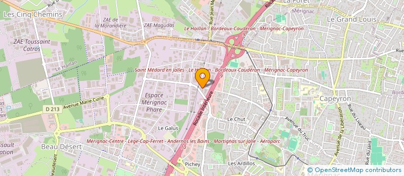 localisation de l'entreprise S.J.L.  MERIGNAC