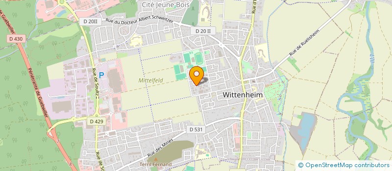 localisation de l'entreprise S.N.S.A.  WITTENHEIM