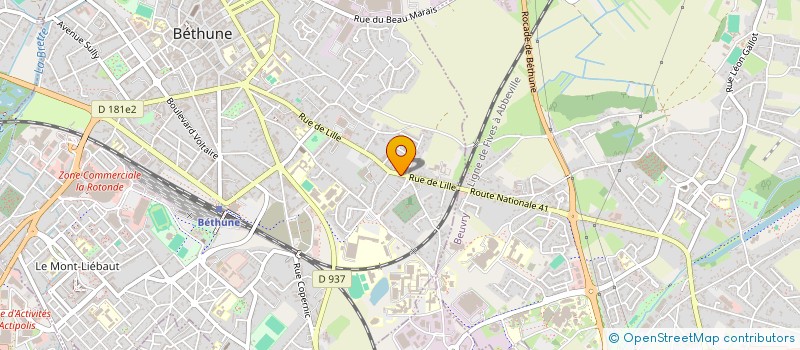 localisation de l'entreprise S.O.S.   AMBULANCES  62  BETHUNE