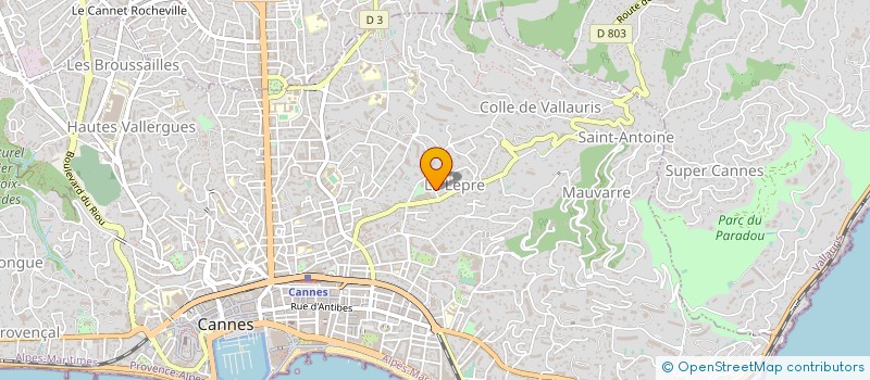 localisation de l'entreprise SA MG3 à CANNES