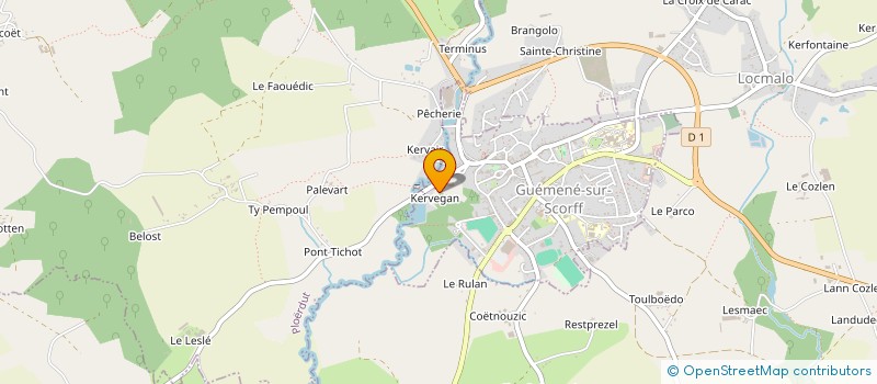 localisation de l'entreprise SARL HELLEC TRANSPORTS - T.P. à GUEMENE-SUR-SCORFF