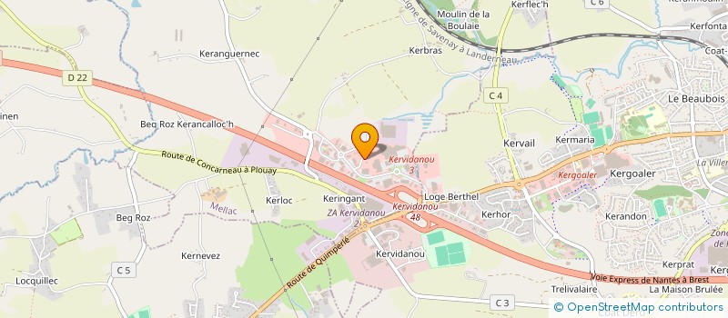 localisation de l'entreprise SARL KERVIDANNOU AUTO 29 à QUIMPERLE