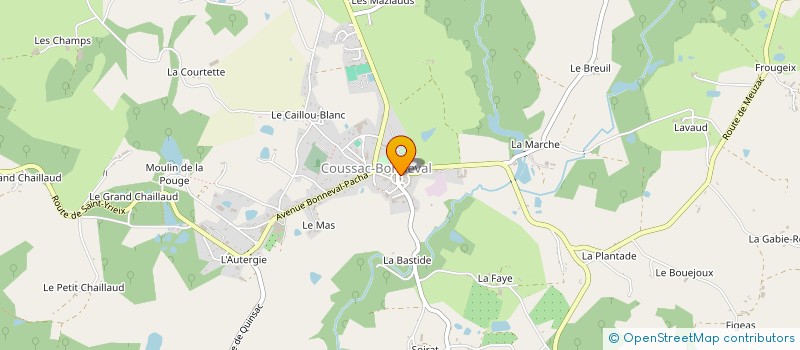 localisation de l'entreprise SARL LE BOEUF GOURMAND à COUSSAC-BONNEVAL