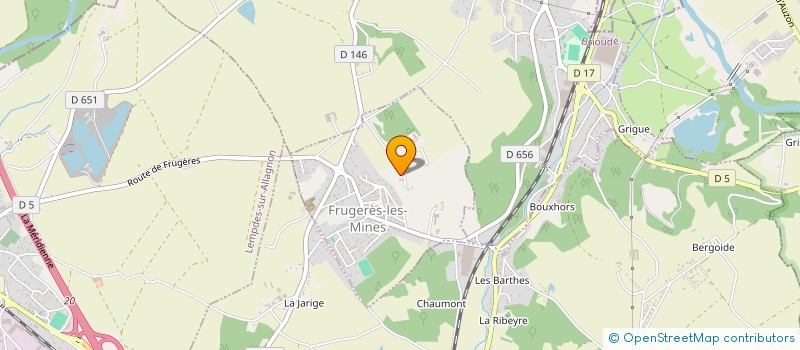 localisation de l'entreprise SARL R.B.A.  FRUGERES-LES-MINES