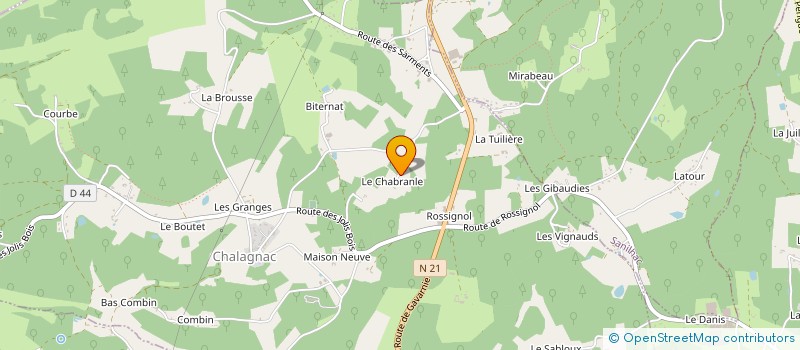 localisation de l'entreprise SAS LE ROSSIGNOL  CHALAGNAC