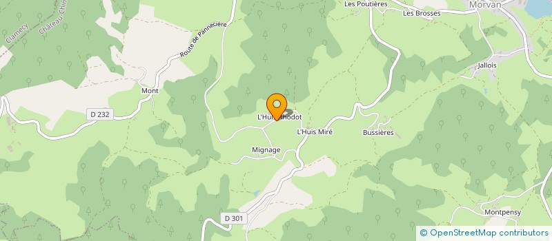 localisation de l'entreprise SCEA DE L HUIS RODOT à OUROUX-EN-MORVAN