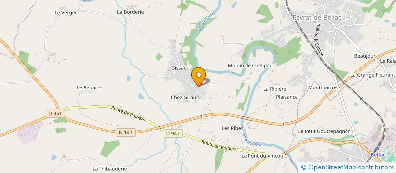 localisation de l'entreprise SCI BAS FARGEAS à PEYRAT-DE-BELLAC