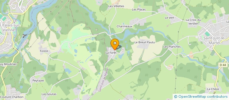 localisation de l'entreprise SCI DE LA FORET à SAINT-JUST-LE-MARTEL