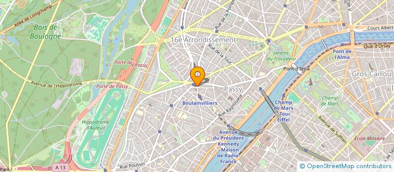 localisation de l'entreprise SCI DU 63 RUE DE BOULAINVILLIERS à PARIS