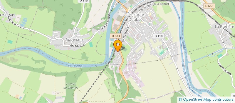 localisation de l'entreprise SCI DU MOULIN  L'ISLE-SUR-LE-DOUBS