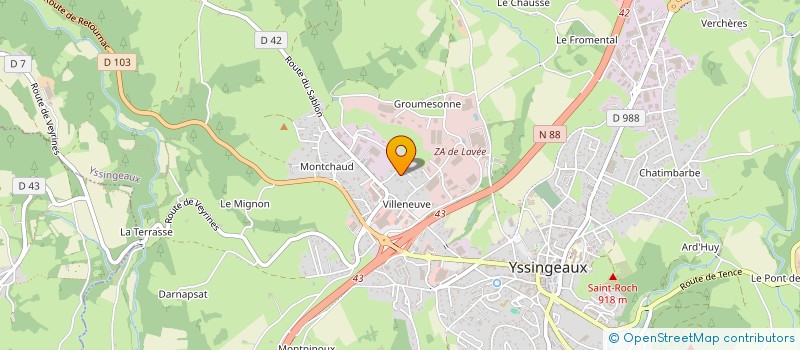 localisation de l'entreprise SCI ECOFOR  YSSINGEAUX