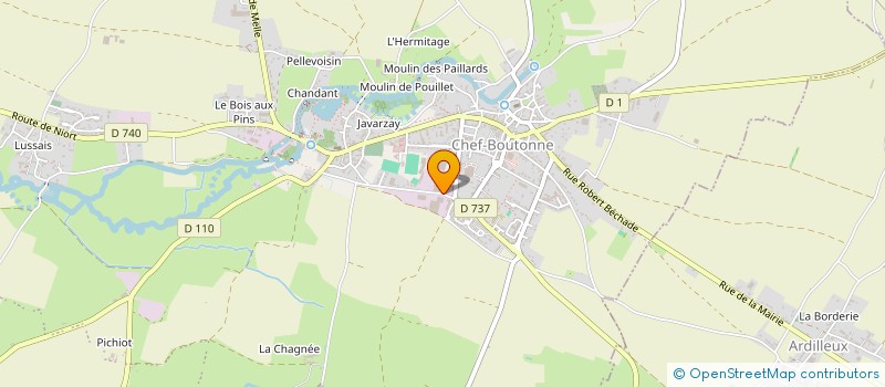 localisation de l'entreprise SCI LE CHAMP DES HALLES  CHEF-BOUTONNE