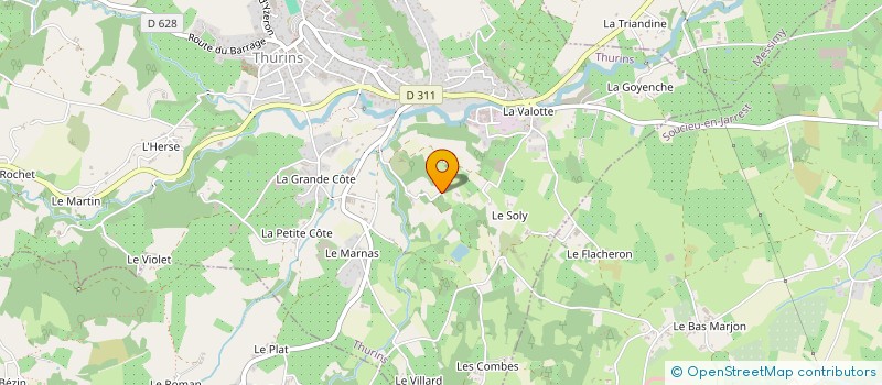 localisation de l'entreprise SCI LES PIERRES BLANCHES  THURINS