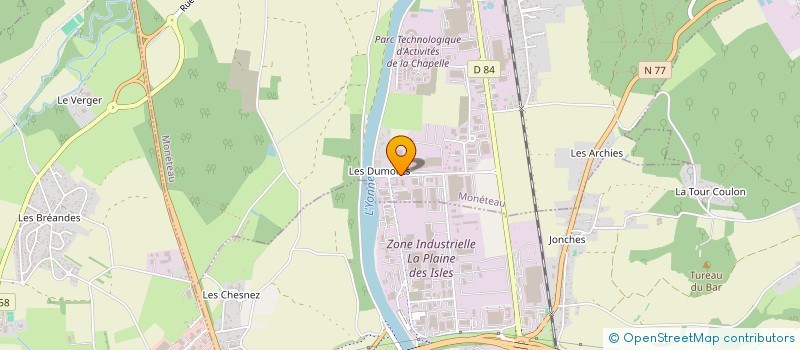 localisation de l'entreprise SCI LES TERRES DE L'HOPITAL à MONETEAU