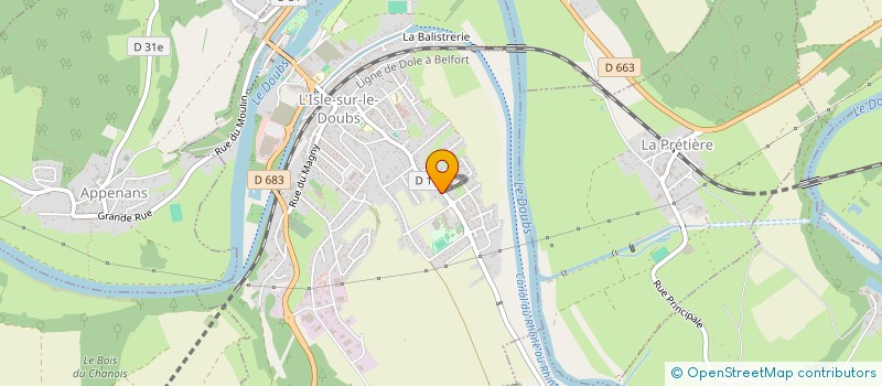 localisation de l'entreprise SCI SOCA  L'ISLE-SUR-LE-DOUBS