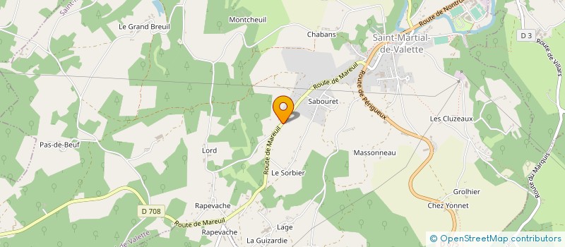 localisation de l'entreprise SCIERIE DUBARRY à SAINT MARTIAL DE VALETTE