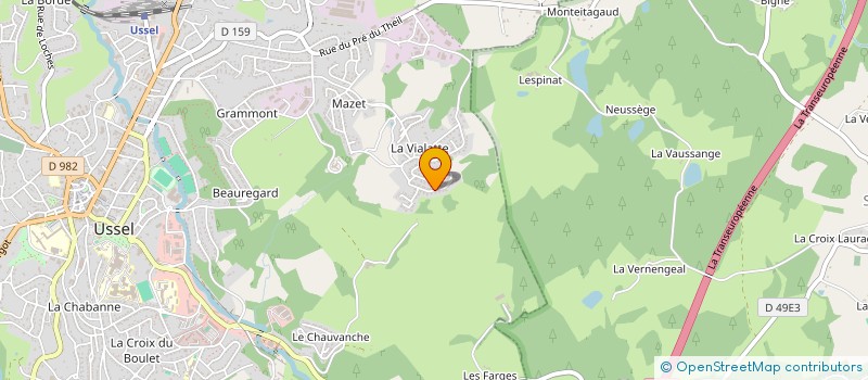 localisation de l'entreprise SCP DES DOCTEURS VETERINAIRES MUSSET ET GANNE  USSEL