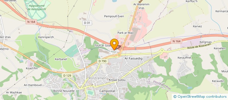 localisation de l'entreprise SELARL DE VETERINAIRES DU KREIZ BREIZH  ROSTRENEN