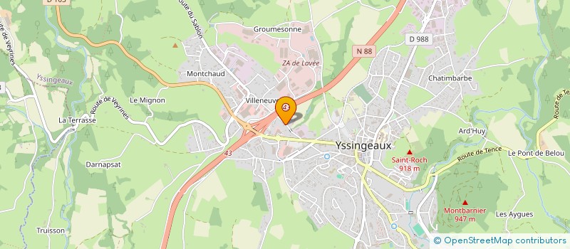 localisation de l'entreprise SEM ABATTAGE & DECOUPE (SEMAD) DE LA JEUNE LOIRE à YSSINGEAUX