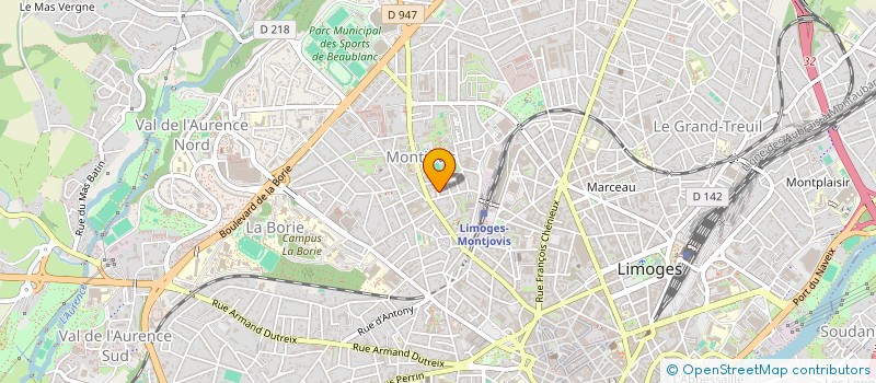 localisation de l'entreprise SERVICE DE PREVENTION ET DE SANTE AU TRAVAIL INTERENTREPRISES POUR LA CREUSE ET LA HAUTE VIENNE à LIMOGES