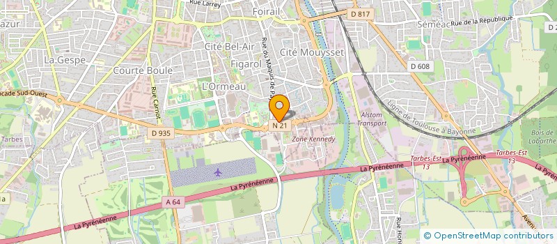 localisation de l'entreprise SERVICE ET VENTE DE PEINTURES PAPIERS PEINTS ET OUTILLAGE à TARBES