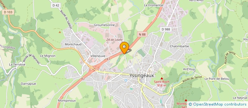 localisation de l'entreprise SG IMMO  YSSINGEAUX