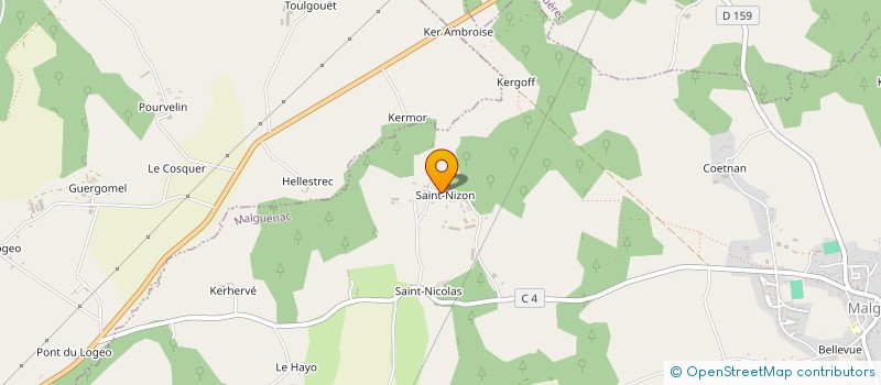 localisation de l'entreprise SOC PROTECTION ANIMALE PONTIVY REGION à MALGUENAC