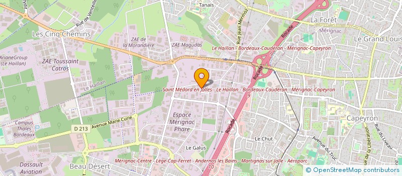 localisation de l'entreprise SOC TRAITEMENT CREANCES DU SUD OUEST à MERIGNAC