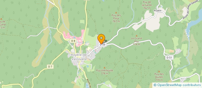 localisation de l'entreprise SOCIETE AMICALE DES SAPEURS POMPIERS DE ROYERE DE VASSIVIERE à ROYERE-DE-VASSIVIERE
