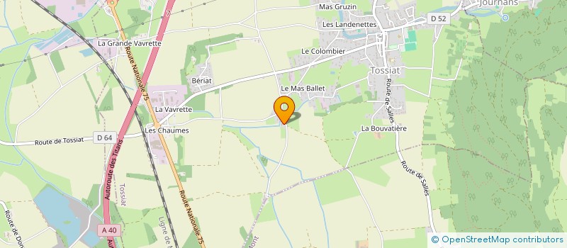 localisation de l'entreprise SOCIETE DE CHASSE PECHE PROTECTION AGRICOLE TOSSIAT ET JOURNANS  TOSSIAT