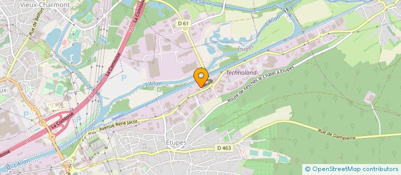 localisation de l'entreprise SOCIETE DE TRAITEMENT D'EFFLUENTS INDUSTRIELS SOTREFI à ETUPES