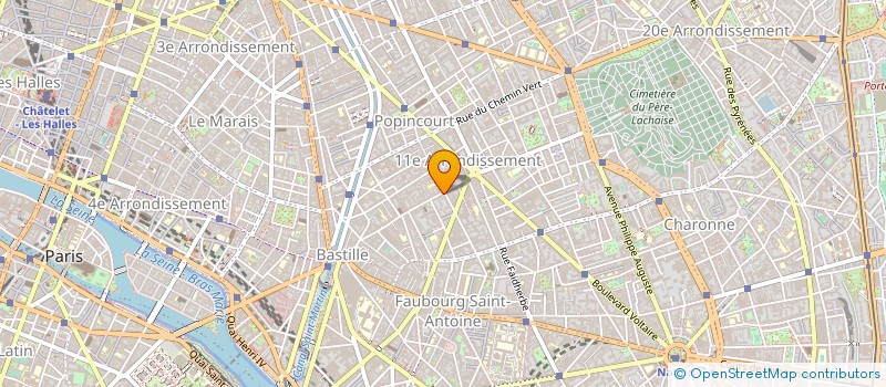 localisation de l'entreprise SOCIETE NOUVELLE DES HALLES ROQUETTE à PARIS