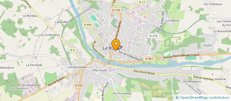 localisation de l'entreprise SPFPL DE PHARMACIENS D'OFFICINE PERRIN-FEUILLADE à LE BLANC