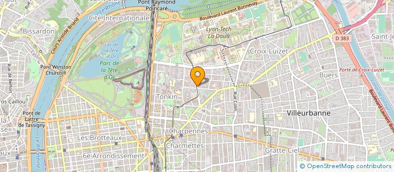 localisation de l'entreprise SRER RHONE-ALPES (SYNDICAT PROFESSIONNEL REGIONAL D'ENTREPRISES DE CONSTRUCTION ET DE RESEAUX SECS RHONE-ALPES  VILLEURBANNE