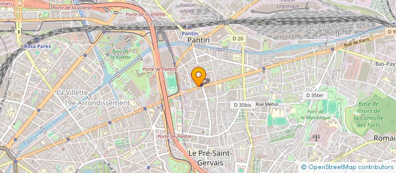 localisation de l'entreprise SUBTIL.  PANTIN